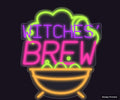 Front view of Witches’ Brew After Dark LED neon artwork and irregular clear acrylic backing - Design Preview