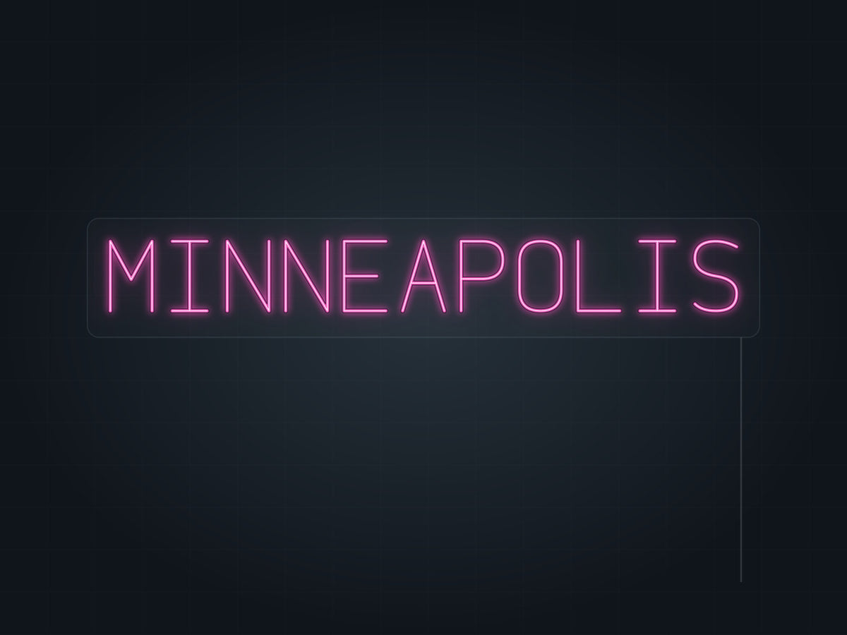 Minneapolis City Name Neon Sign in hot pink - original premade design