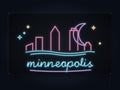 Minneapolis Skyline Neon Sign with colorful landmark artwork and flowing city lettering - front digital render