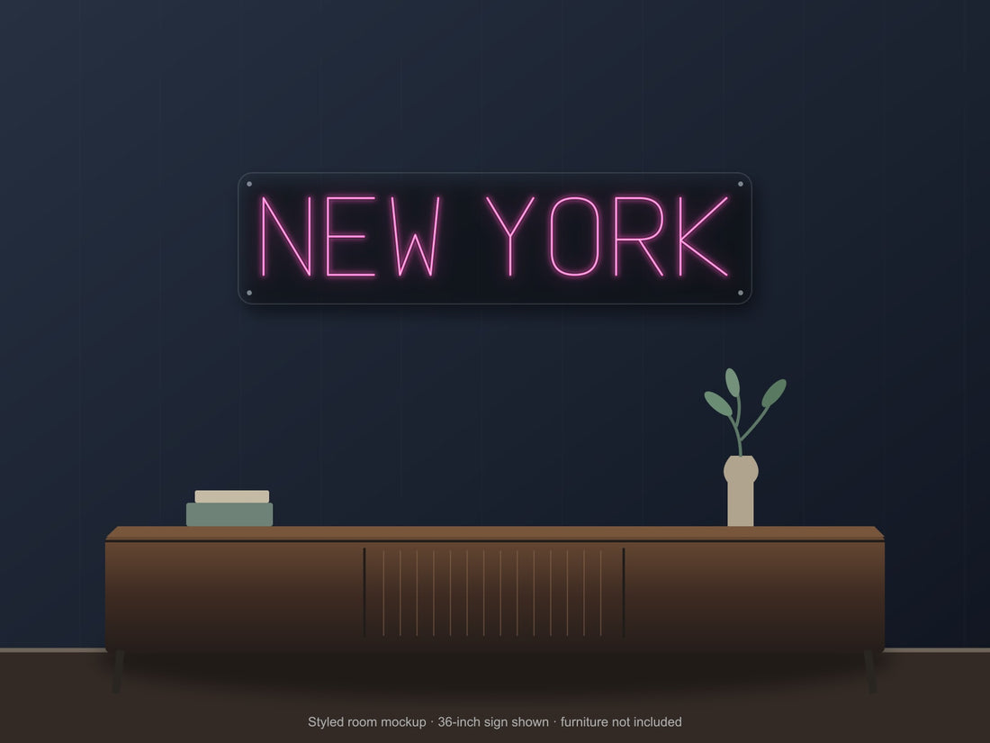 New York City Name Neon Sign in hot pink - original premade design