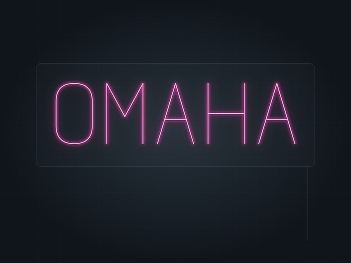 Omaha City Name Neon Sign in hot pink - original premade design