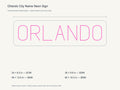 Orlando City Name Neon Sign size guide with overall dimensions for all four widths