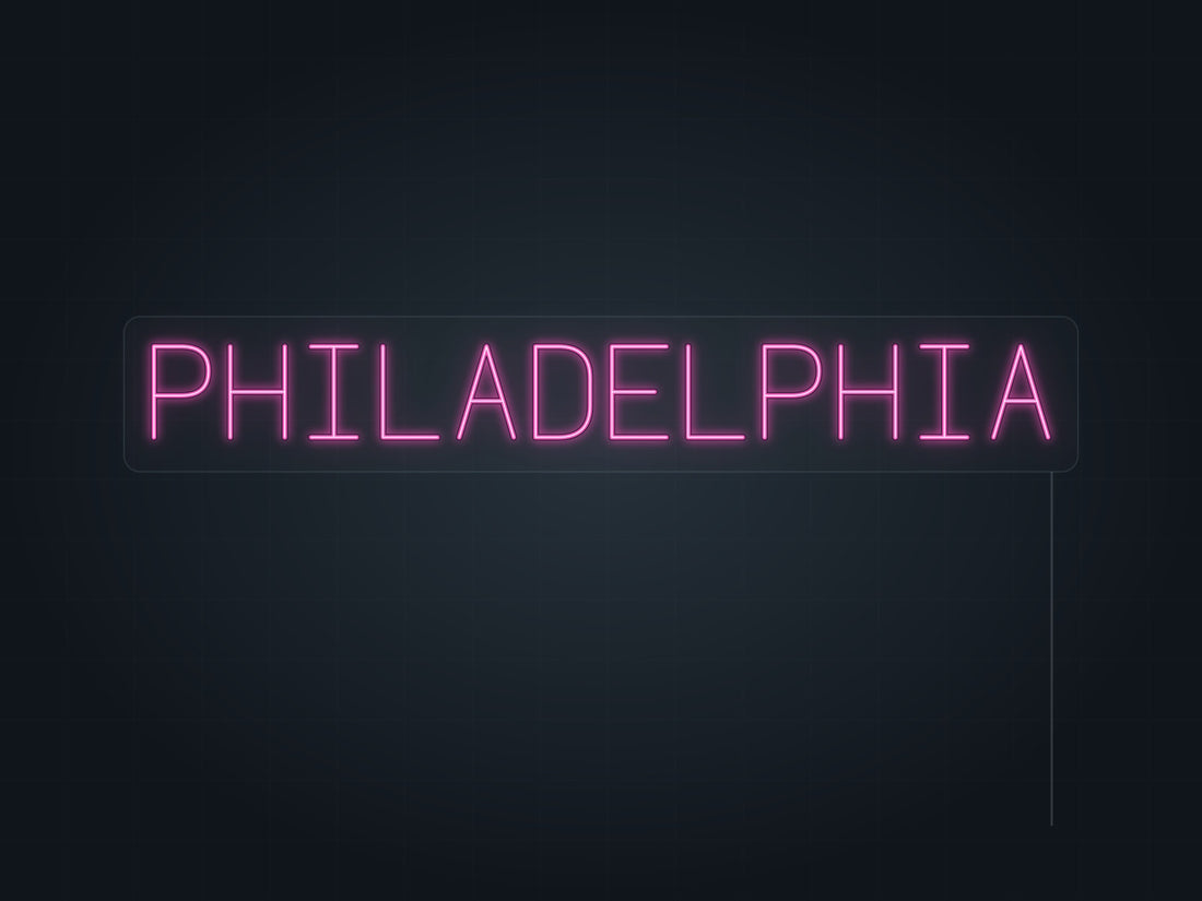 Philadelphia City Name Neon Sign in hot pink - original premade design