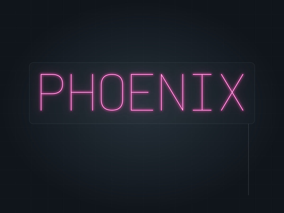Phoenix City Name Neon Sign in hot pink - original premade design