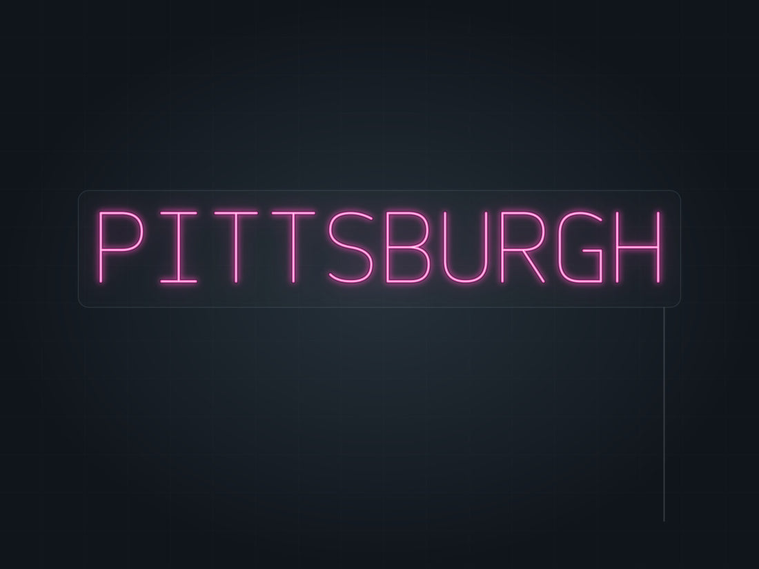 Pittsburgh City Name Neon Sign in hot pink - original premade design