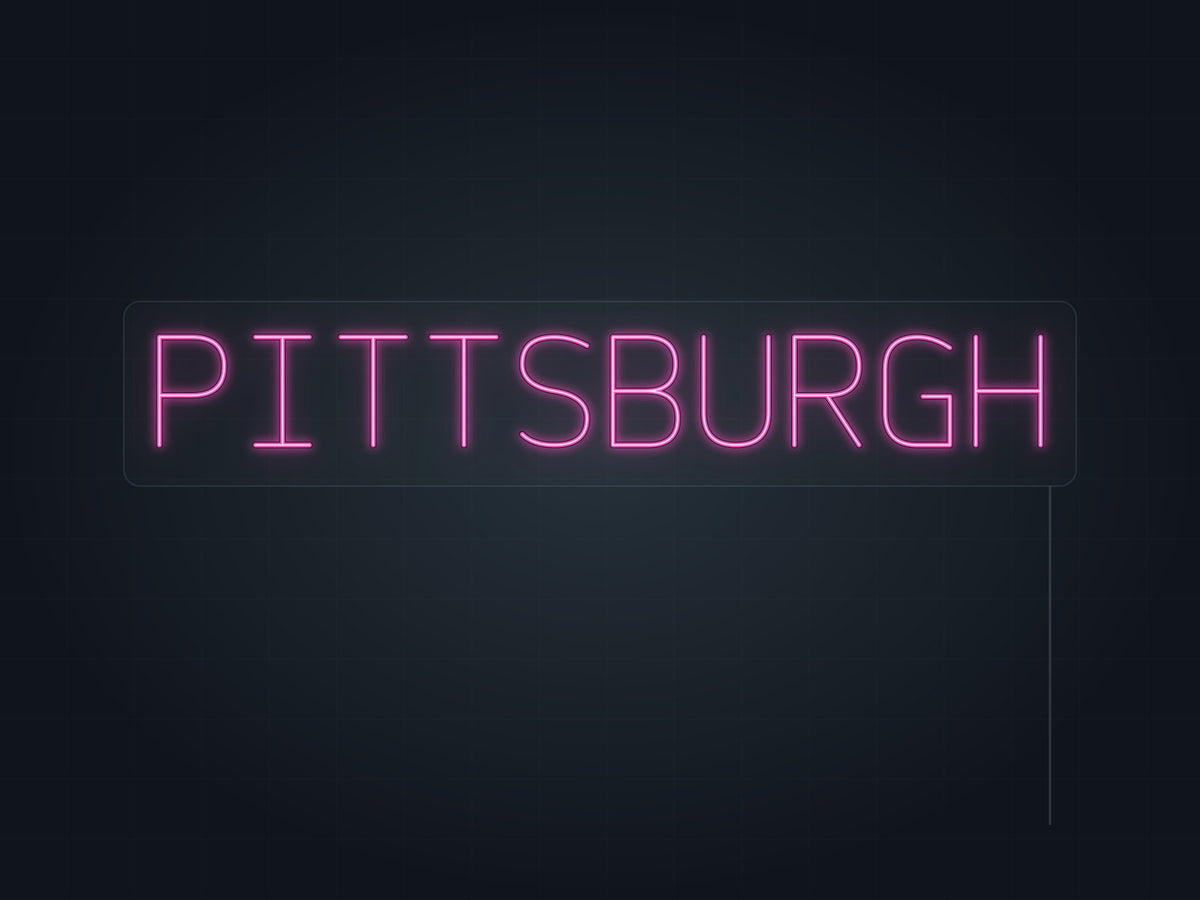 Pittsburgh City Name Neon Sign in hot pink - original premade design