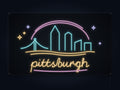 Pittsburgh Skyline Neon Sign with colorful landmark artwork and flowing city lettering - front digital render