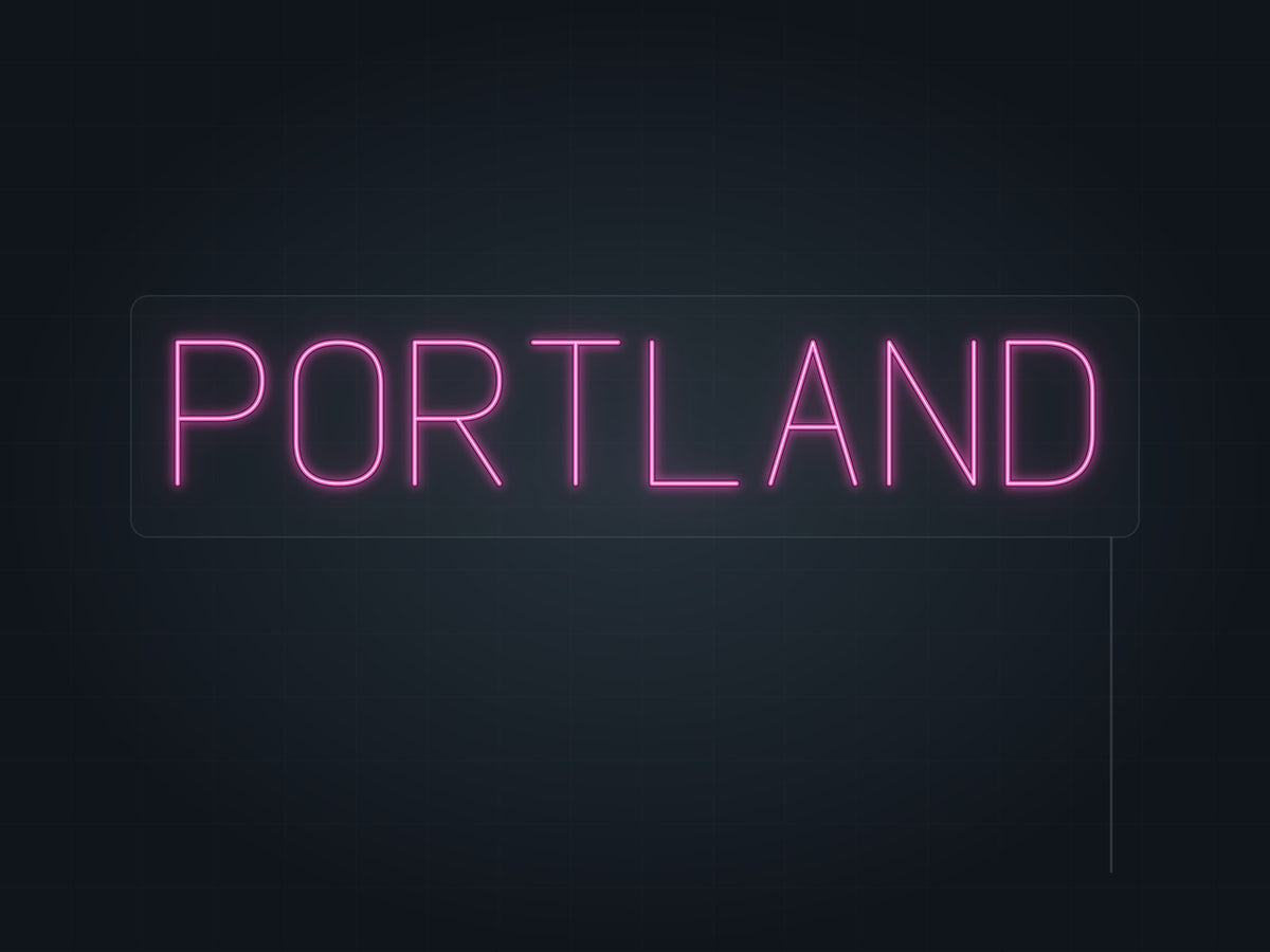 Portland City Name Neon Sign in hot pink - original premade design