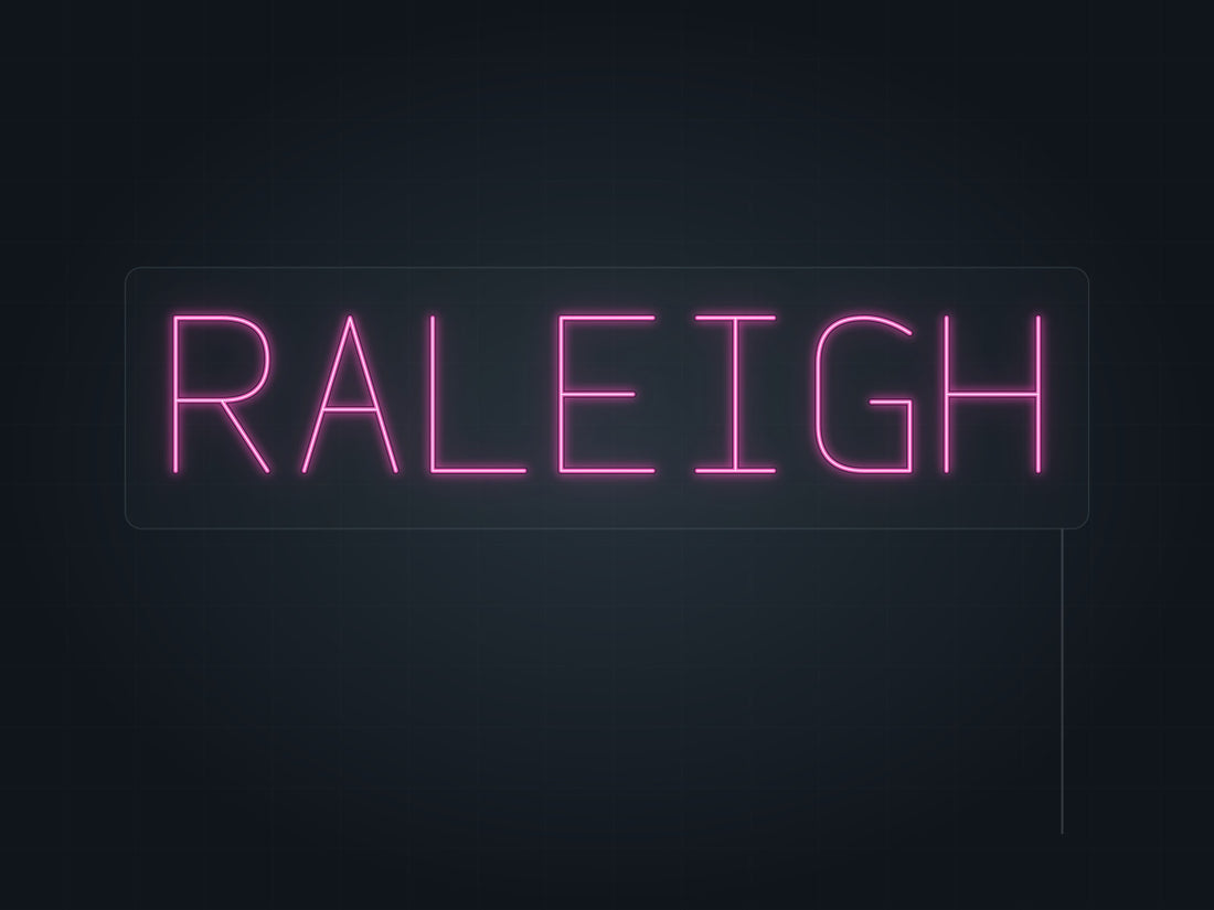 Raleigh City Name Neon Sign in hot pink - original premade design
