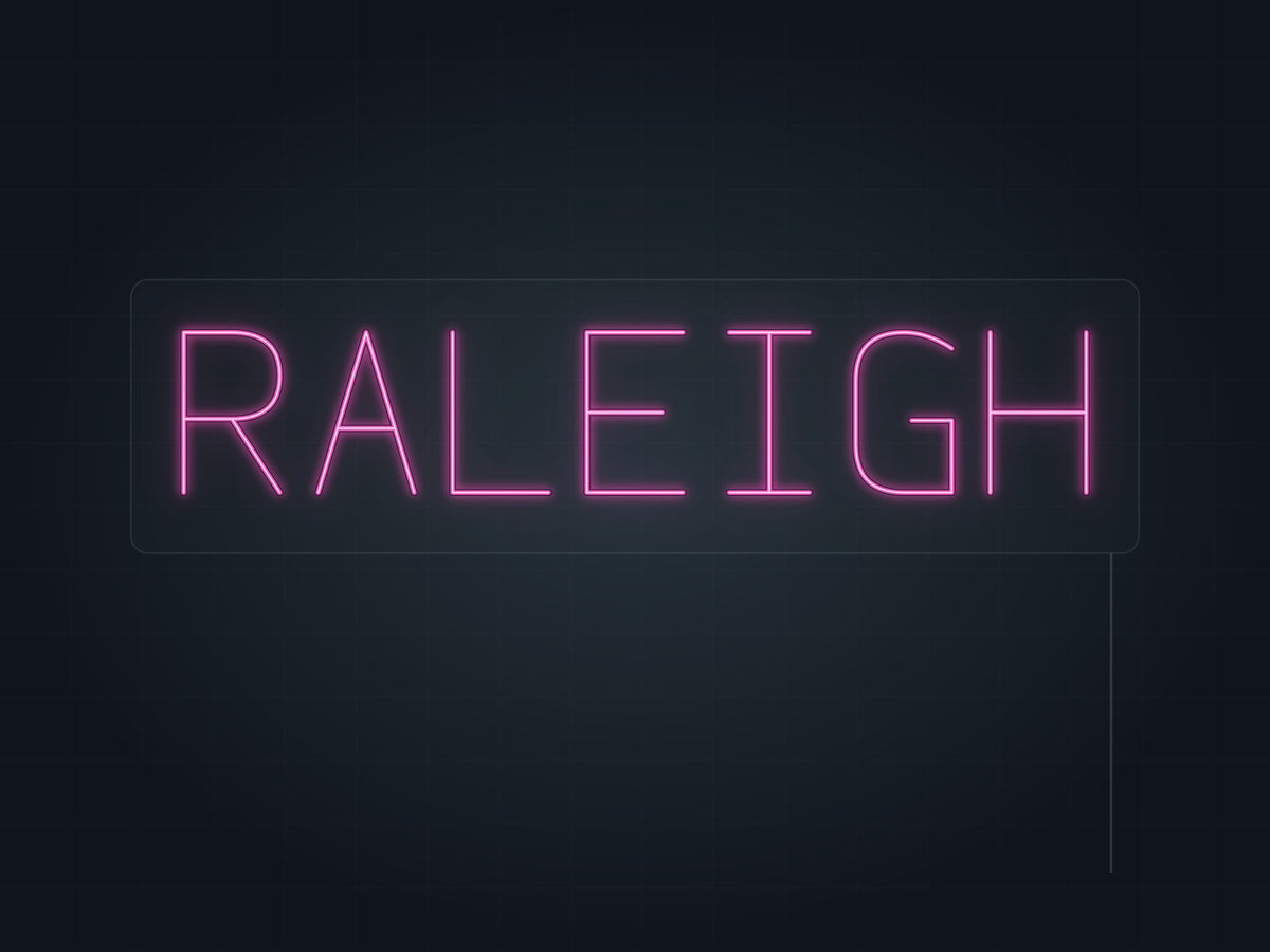 Raleigh City Name Neon Sign in hot pink - original premade design