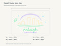 Raleigh Skyline Neon Sign size guide with overall dimensions for all four widths