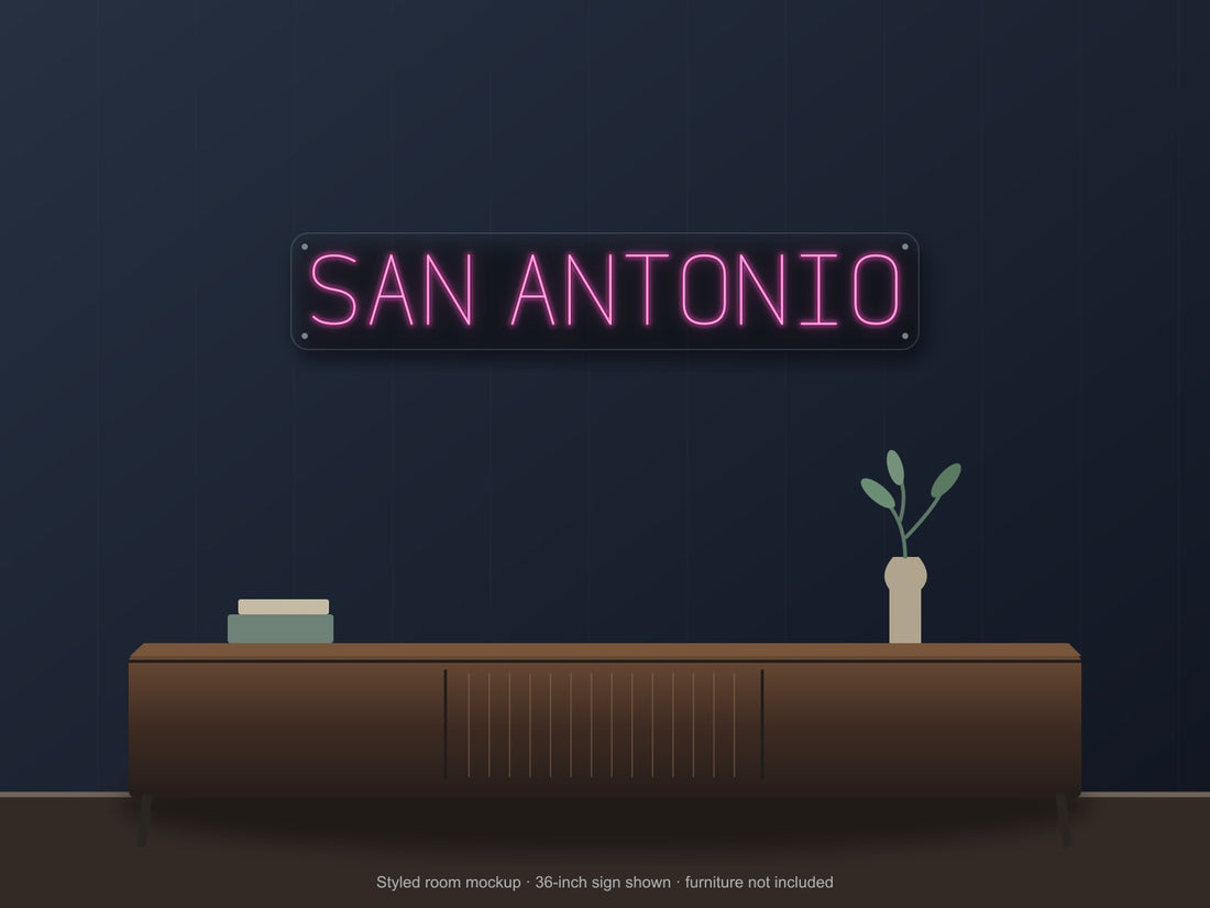 San Antonio City Name Neon Sign in hot pink - original premade design