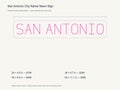 San Antonio City Name Neon Sign size guide with overall dimensions for all four widths
