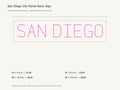 San Diego City Name Neon Sign size guide with overall dimensions for all four widths