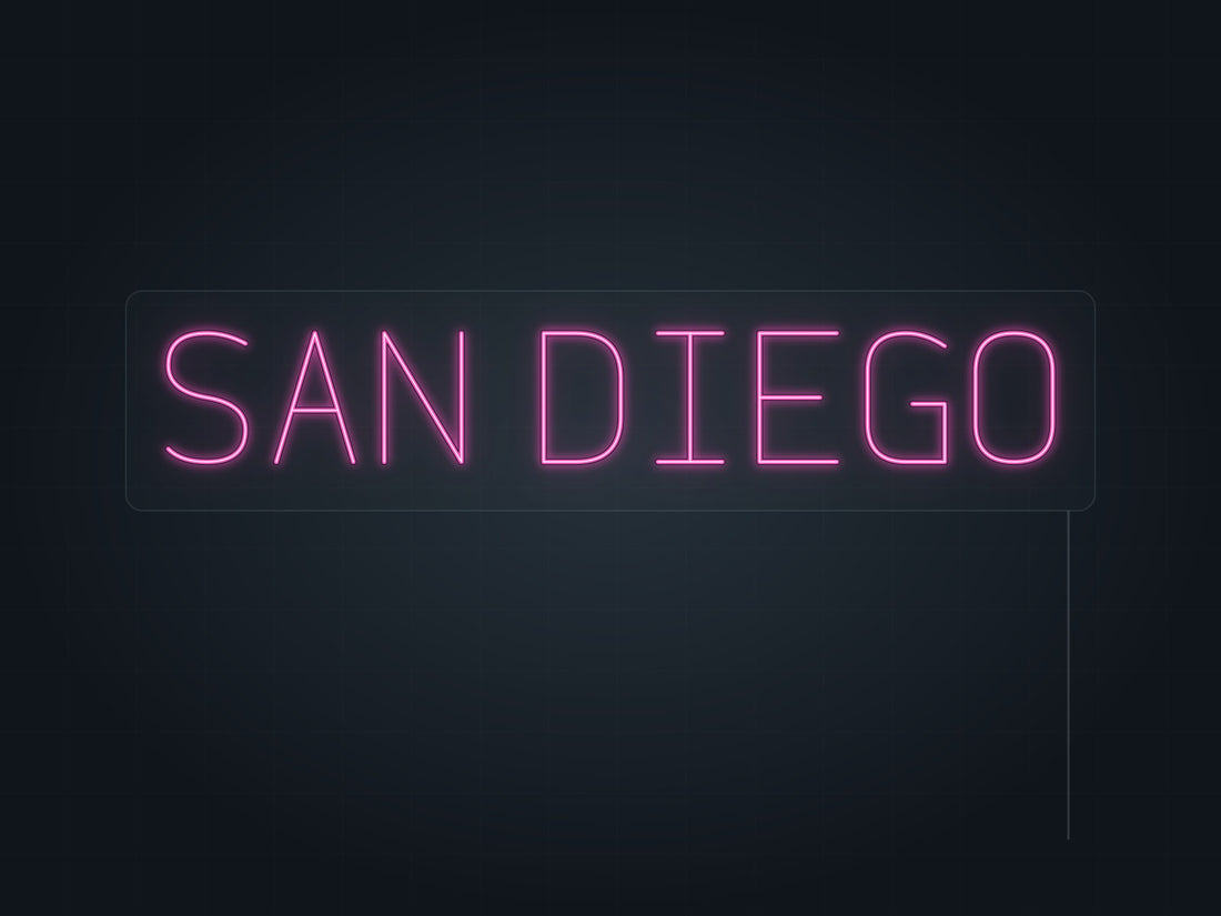 San Diego City Name Neon Sign in hot pink - original premade design