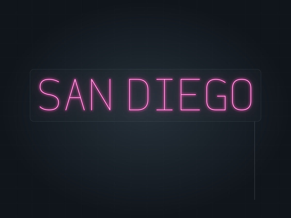 San Diego City Name Neon Sign in hot pink - original premade design