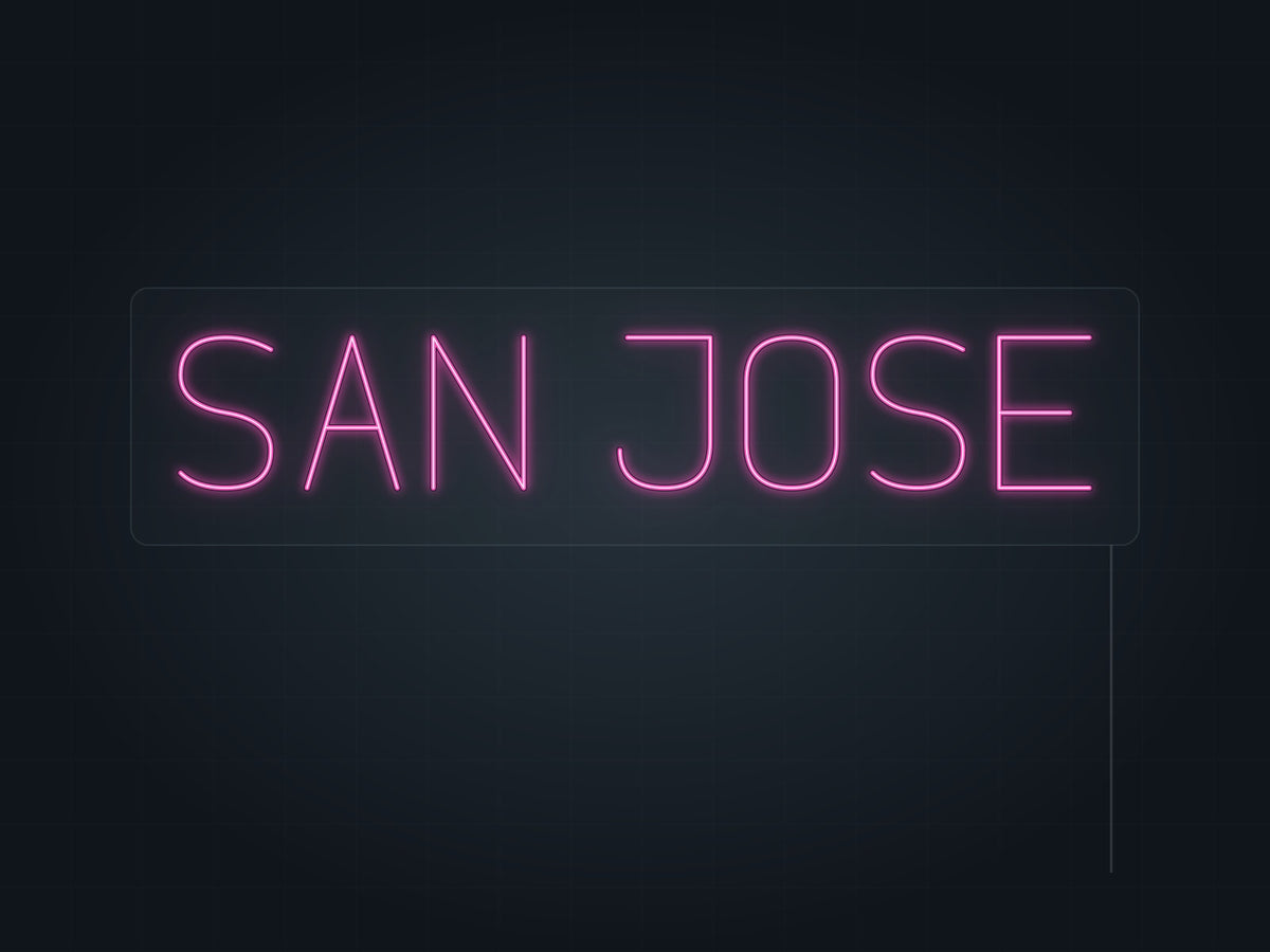 San Jose City Name Neon Sign in hot pink - original premade design