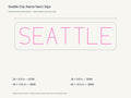 Seattle City Name Neon Sign size guide with overall dimensions for all four widths