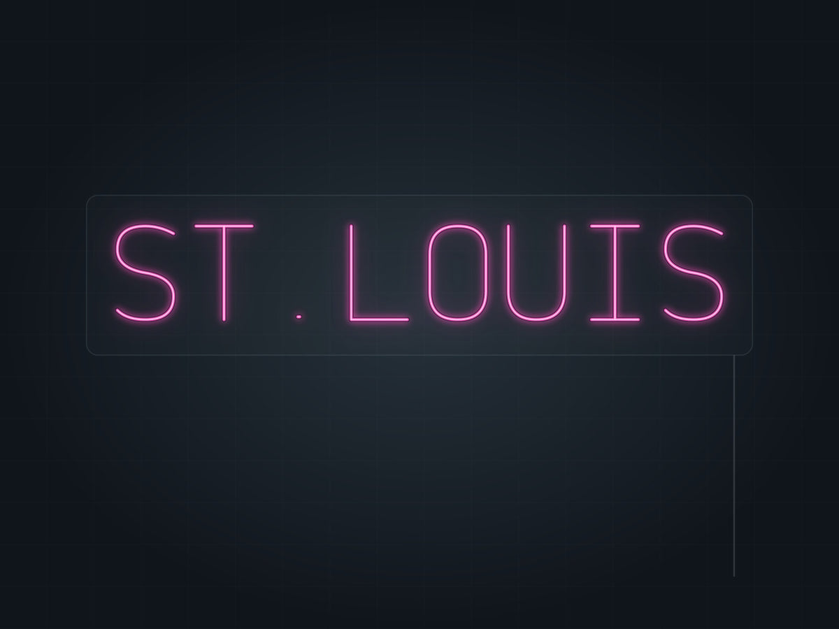 St. Louis City Name Neon Sign in hot pink - original premade design