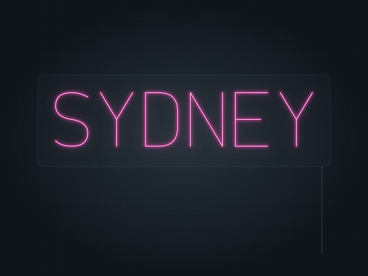 Sydney City Name Neon Sign in hot pink - original premade design