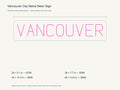 Vancouver City Name Neon Sign size guide with overall dimensions for all four widths
