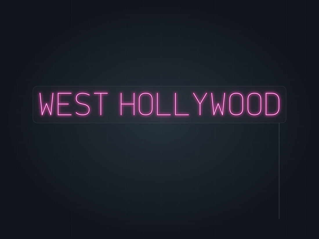 West Hollywood City Name Neon Sign in hot pink - original premade design