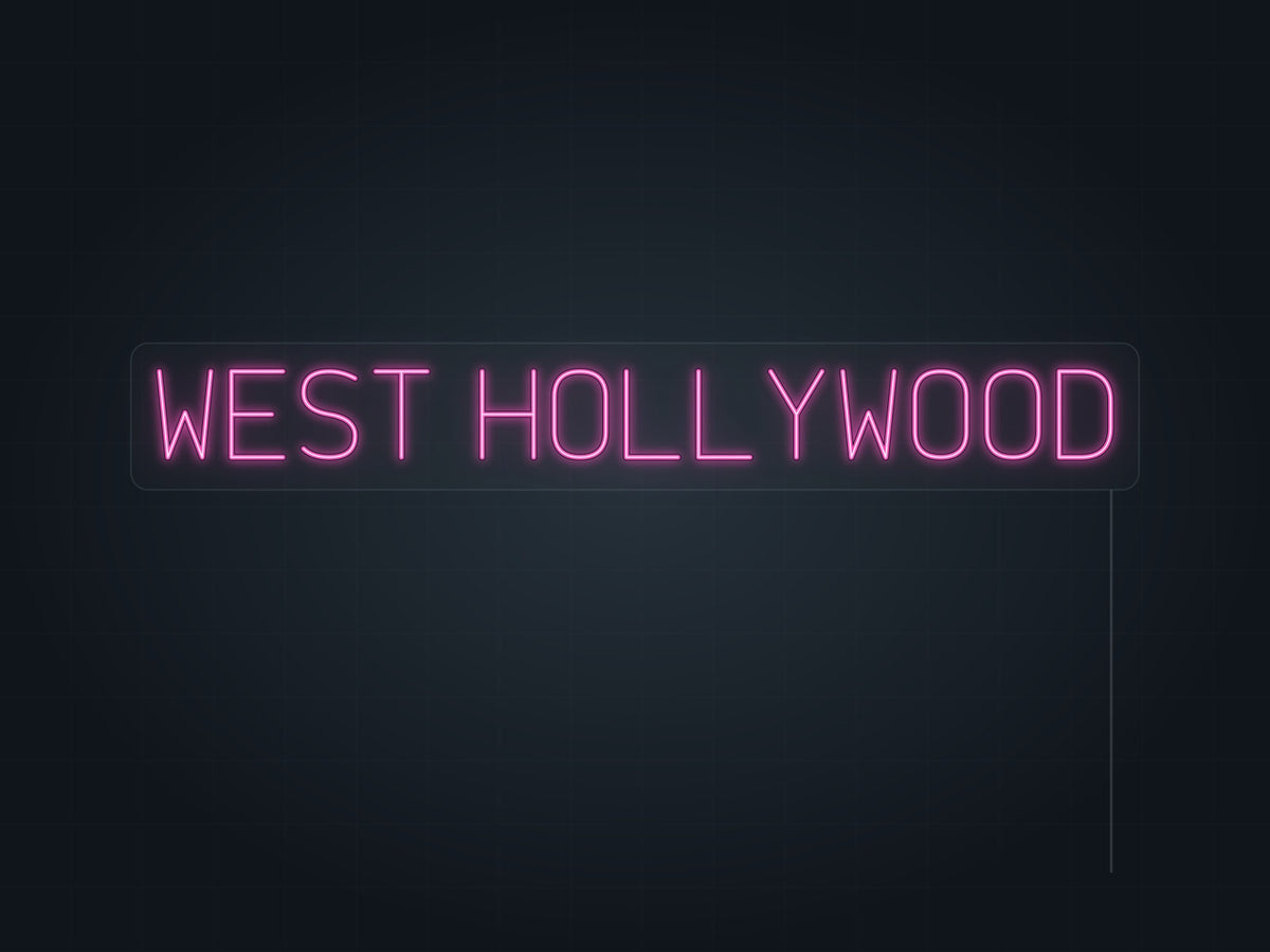 West Hollywood City Name Neon Sign in hot pink - original premade design